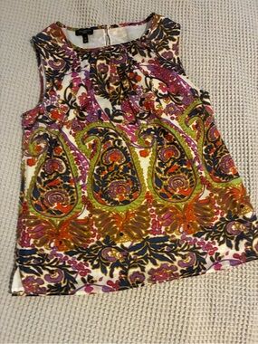 Talbots Sleeveless Print Top in Multicolor, Size 4P, Cotton